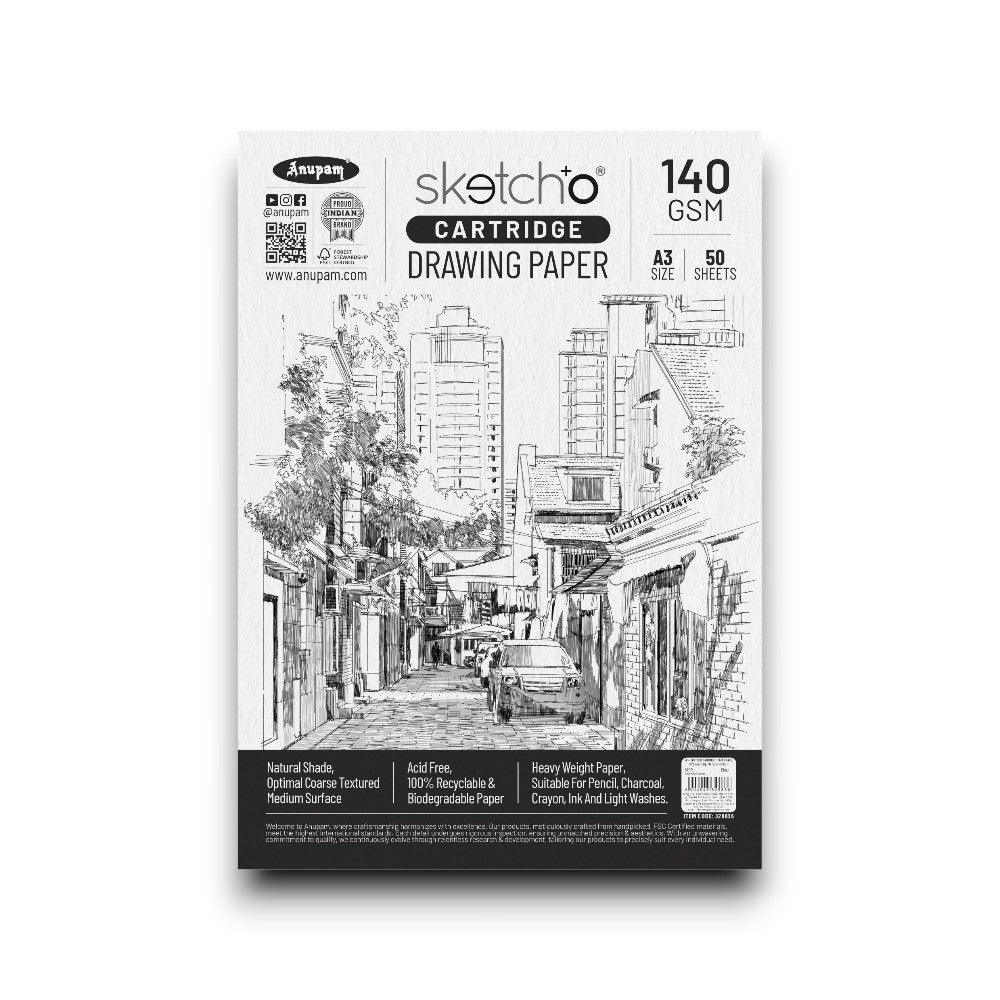 Anupam Sketch-O Cartridge Drawing Paper 140 GSM - Loose Sheets